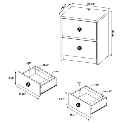 Geary - 2 Drawer Nightstand With LED Lights And USB Charging Ports - The Sleep Loft - Online Mattress Showroom NYC