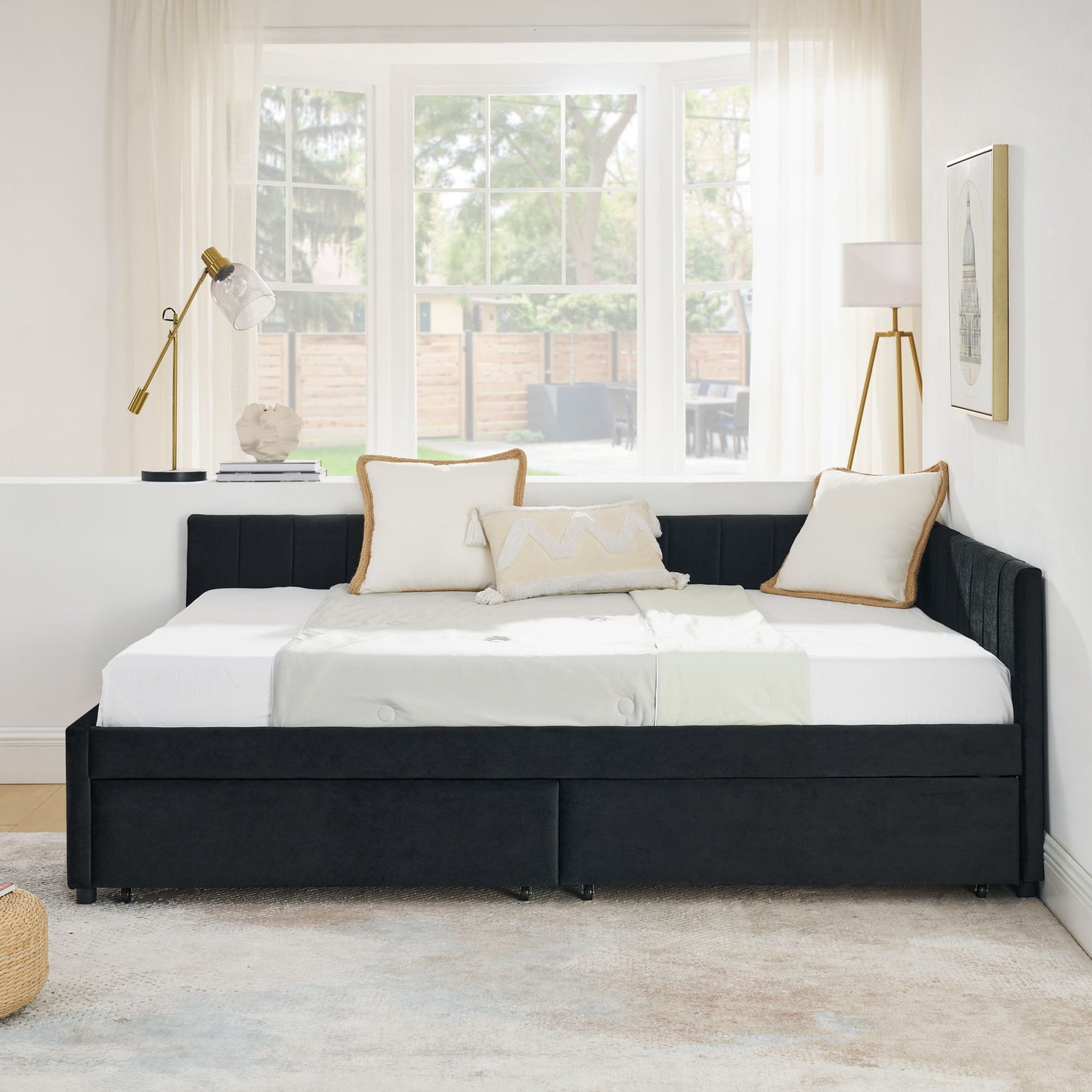 Upholstered Tufted Daybed Frame With Storage Drawers - The Sleep Loft - Online Mattress Showroom NYC