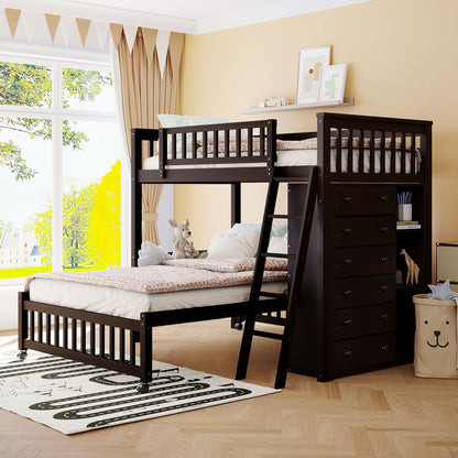 Bunk Bed With 6 Drawers And Flexible Shelves, Bottom Bed With Wheels - The Sleep Loft - Online Mattress Showroom NYC