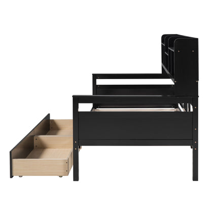 Daybed, Slat Support, With Bedside Shelves And 2 Drawers - The Sleep Loft - Online Mattress Showroom NYC