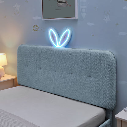 Upholstered Bed With Oversized Rabbit Ear Headboard, LED Lights & 4 Storage Drawers - The Sleep Loft - Online Mattress Showroom NYC