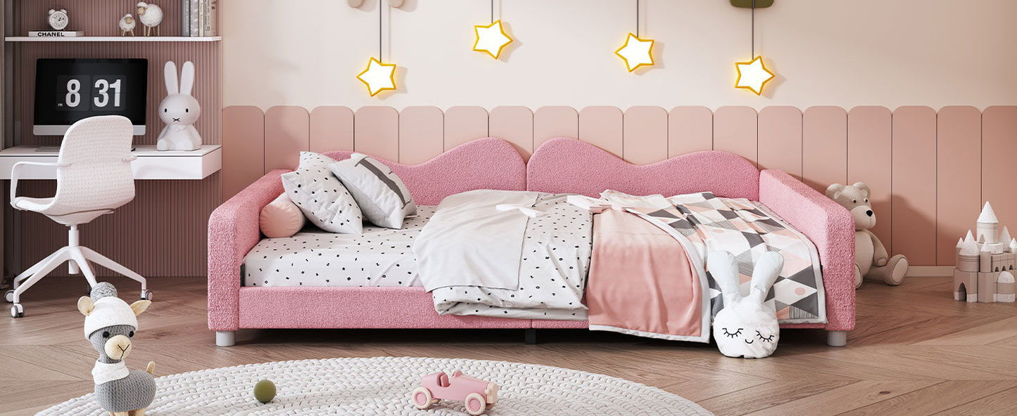 Upholstered Daybed, Sherpa Fabric Sofabed With Cloud-Shaped Backrest - The Sleep Loft - Online Mattress Showroom NYC