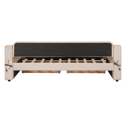 Upholstered Daybed With Storage Armrests And USB Port - The Sleep Loft - Online Mattress Showroom NYC