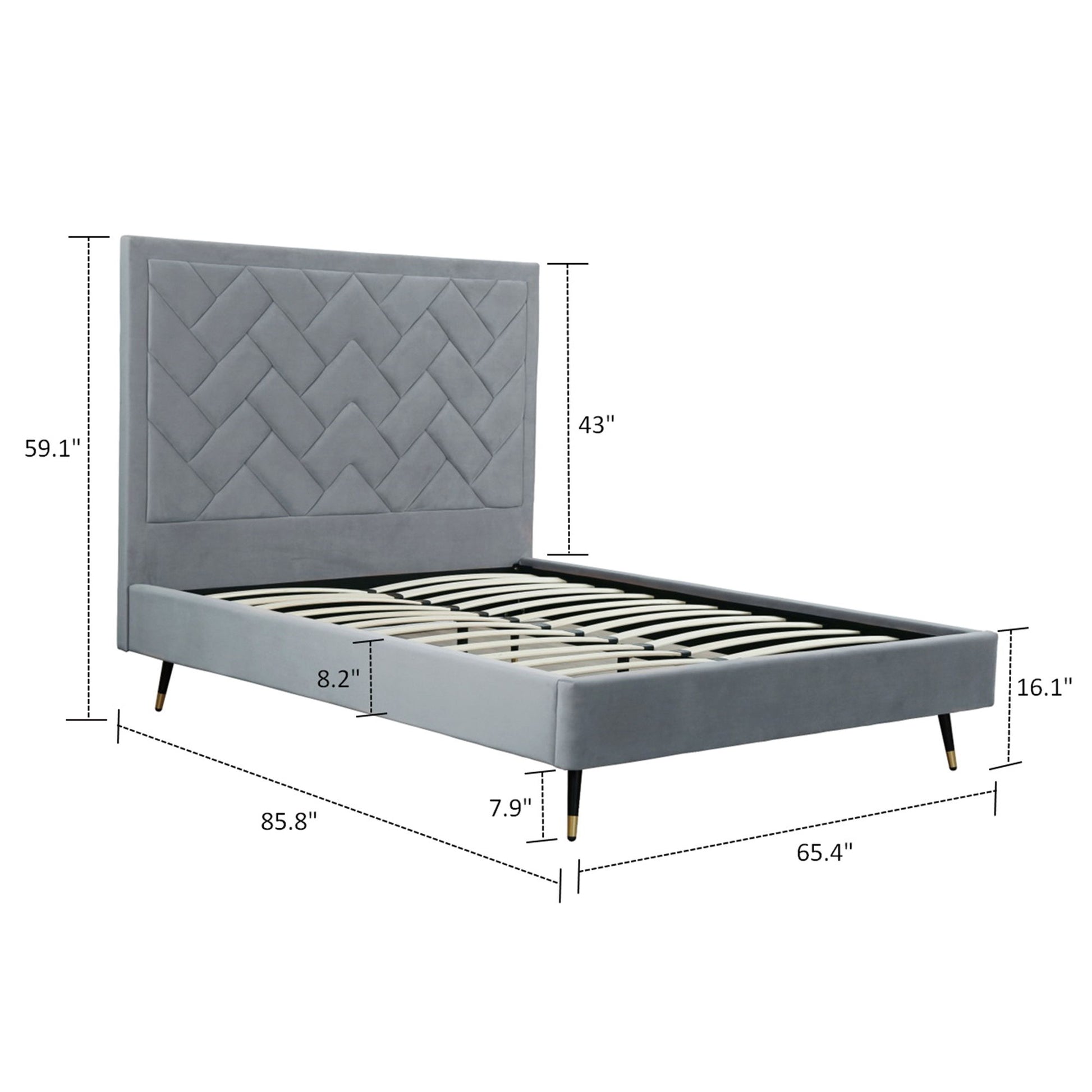 Crosby - Bed With Upholstered Headboard And Slats - The Sleep Loft - Online Mattress Showroom NYC