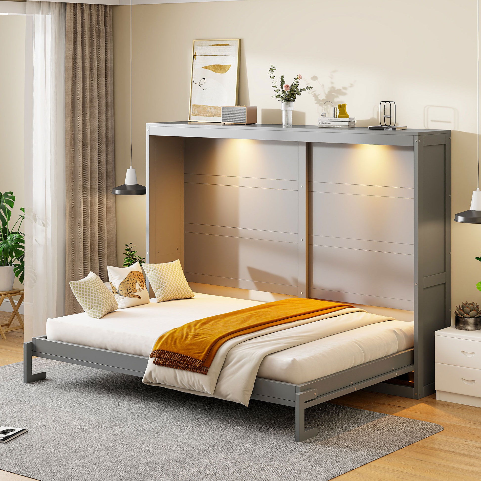Murphy Wall Bed Modern Design With LED Lights - The Sleep Loft - Online Mattress Showroom NYC