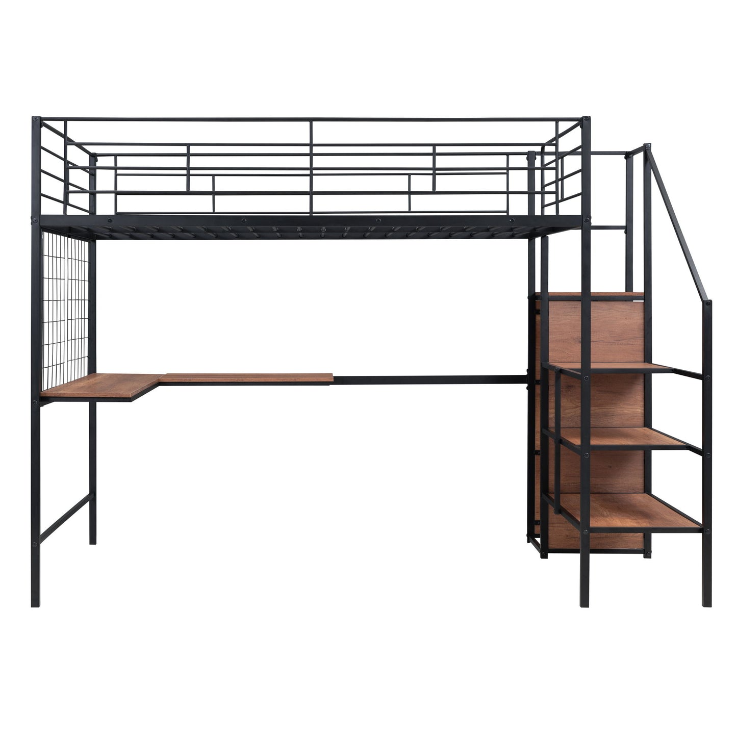 Loft Bed With Desk And Grid, Stylish Frame With Lateral Storage Ladder And Wardrobe - The Sleep Loft - Online Mattress Showroom NYC
