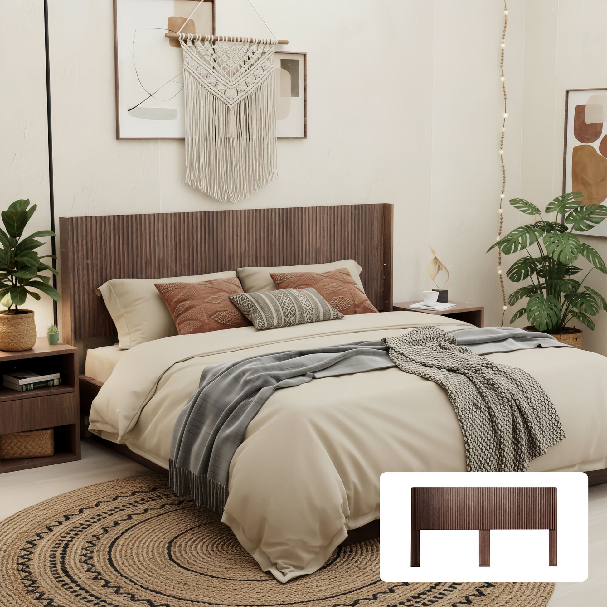 Modern Wide Wall Mounted Fluted Panel Headboard - The Sleep Loft - Online Mattress Showroom NYC