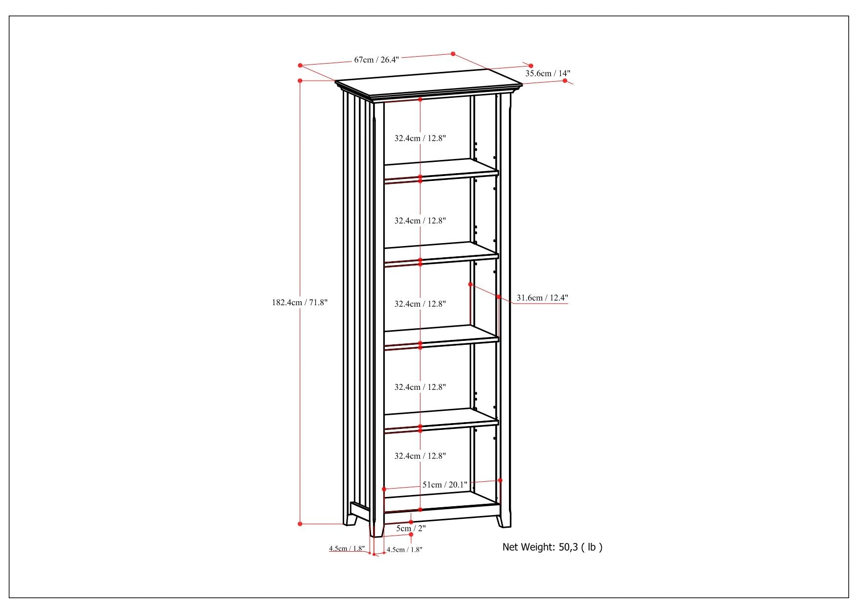 Acadian - 5 Shelf Bookcase, Handcrafted - The Sleep Loft - Online Mattress Showroom NYC