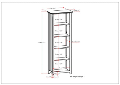 Acadian - 5 Shelf Bookcase, Handcrafted - The Sleep Loft - Online Mattress Showroom NYC