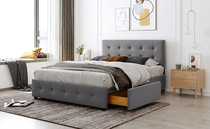 Upholstered Platform Bed With Classic Headboard And Drawers, No Box Spring Needed - The Sleep Loft - Online Mattress Showroom NYC
