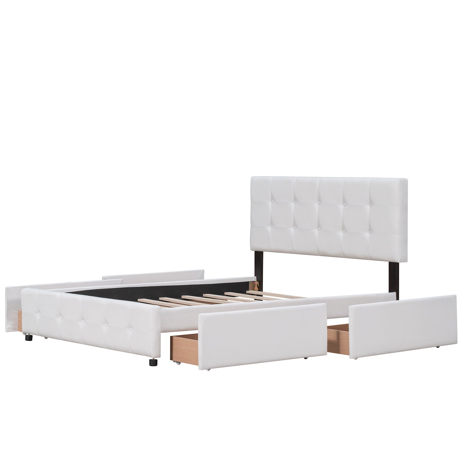 Upholstered Platform Bed With Classic Headboard And Drawers, No Box Spring Needed - The Sleep Loft - Online Mattress Showroom NYC