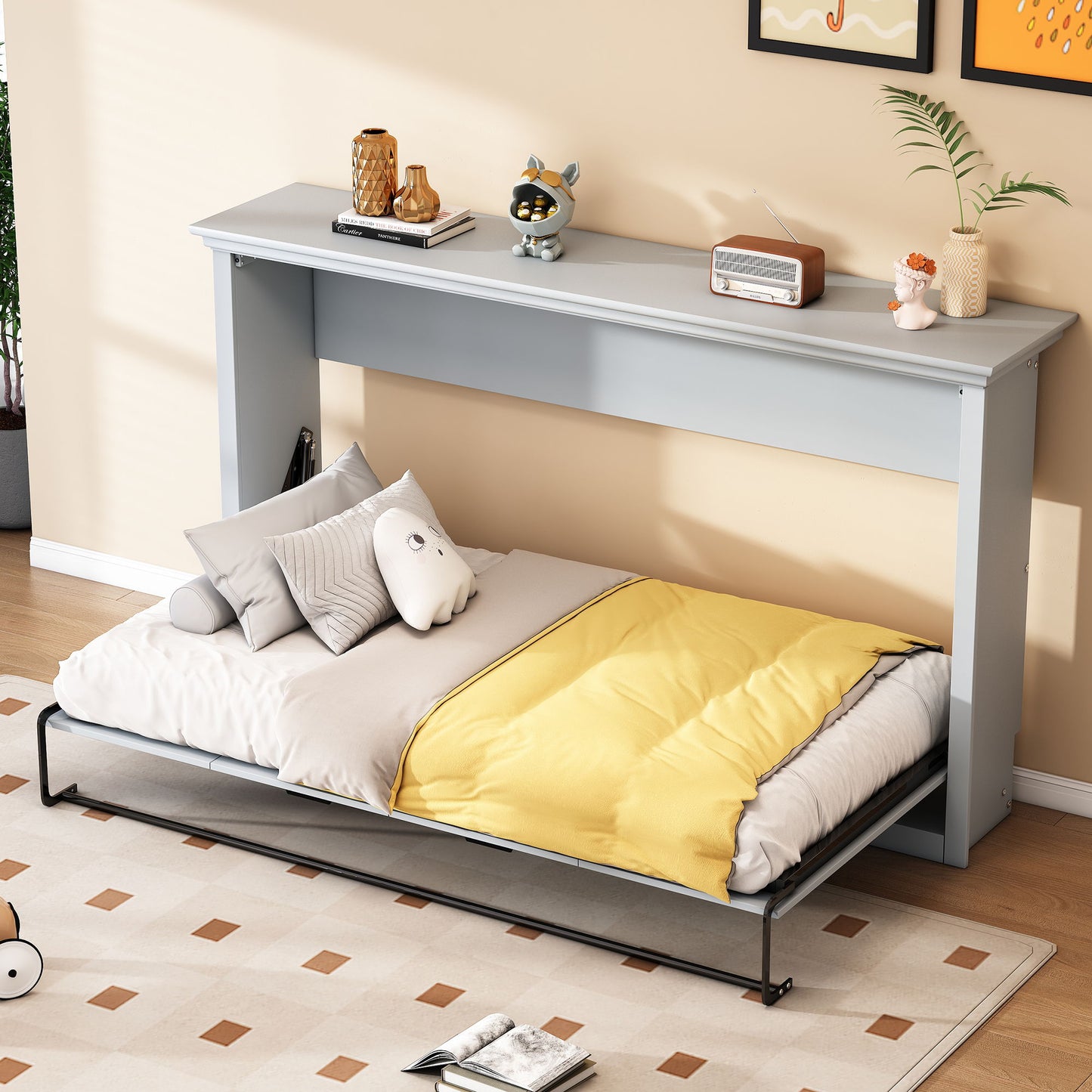 Twin Size Murphy Bed With Cabinet Storage - Gray - The Sleep Loft - Online Mattress Showroom NYC
