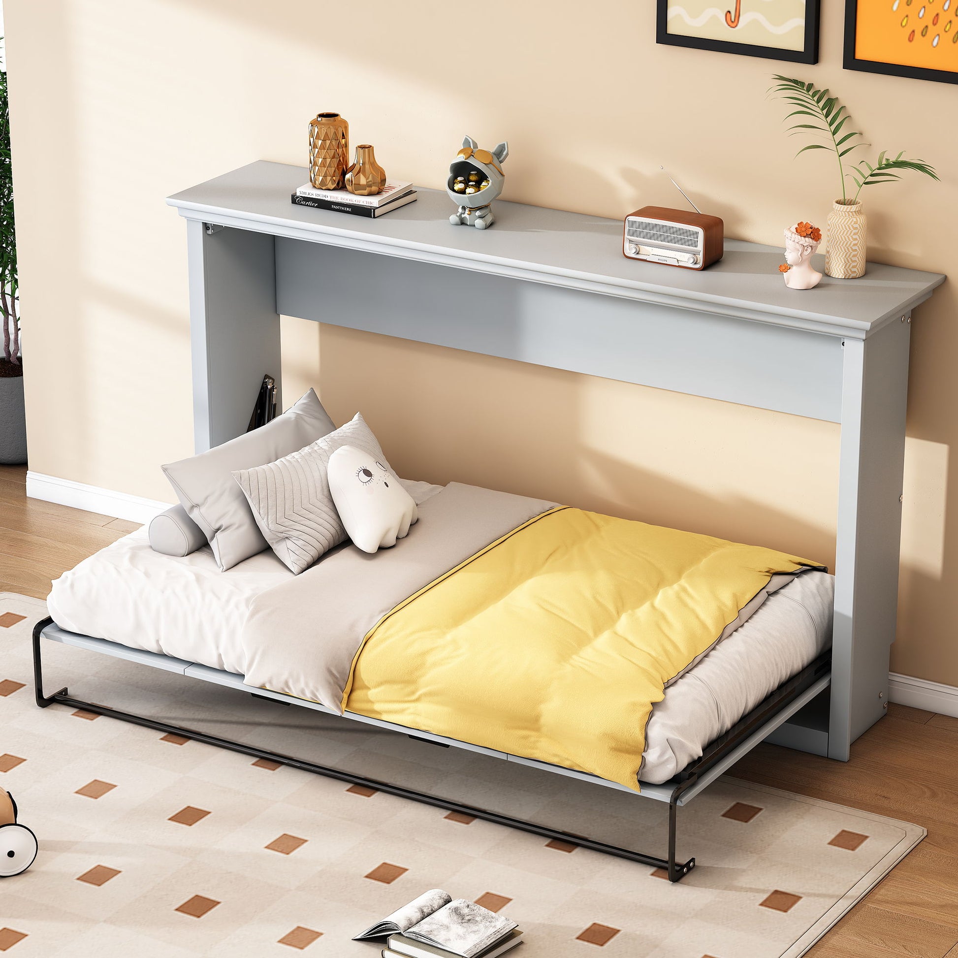 Twin Size Murphy Bed With Cabinet Storage - Gray - The Sleep Loft - Online Mattress Showroom NYC