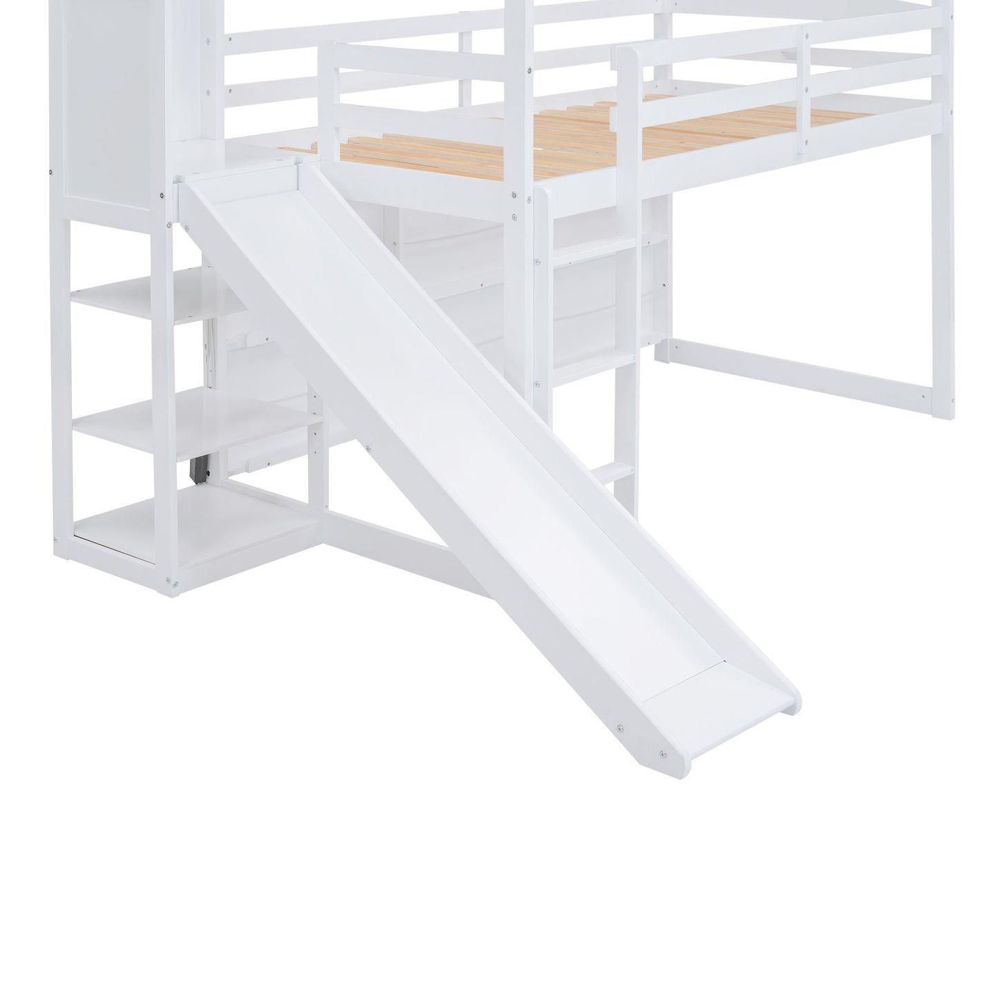 House Loft Bed With Slide, Storage Shelves And Light, Climbing Ramp - The Sleep Loft - Online Mattress Showroom NYC