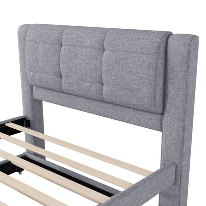 Upholstery Platform Bed With Trundle, Trundle Can Be Flat Or Erected - The Sleep Loft - Online Mattress Showroom NYC