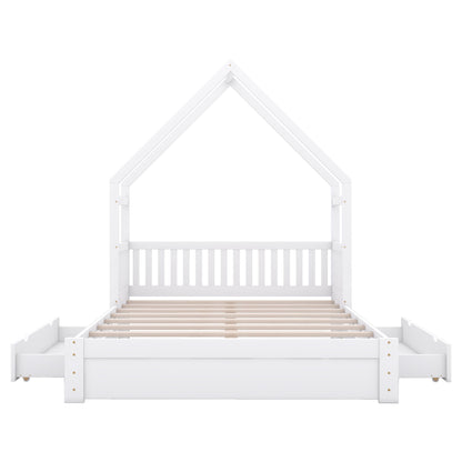 House Style Platform Bed With Guardrail And 2 Drawers - The Sleep Loft - Online Mattress Showroom NYC