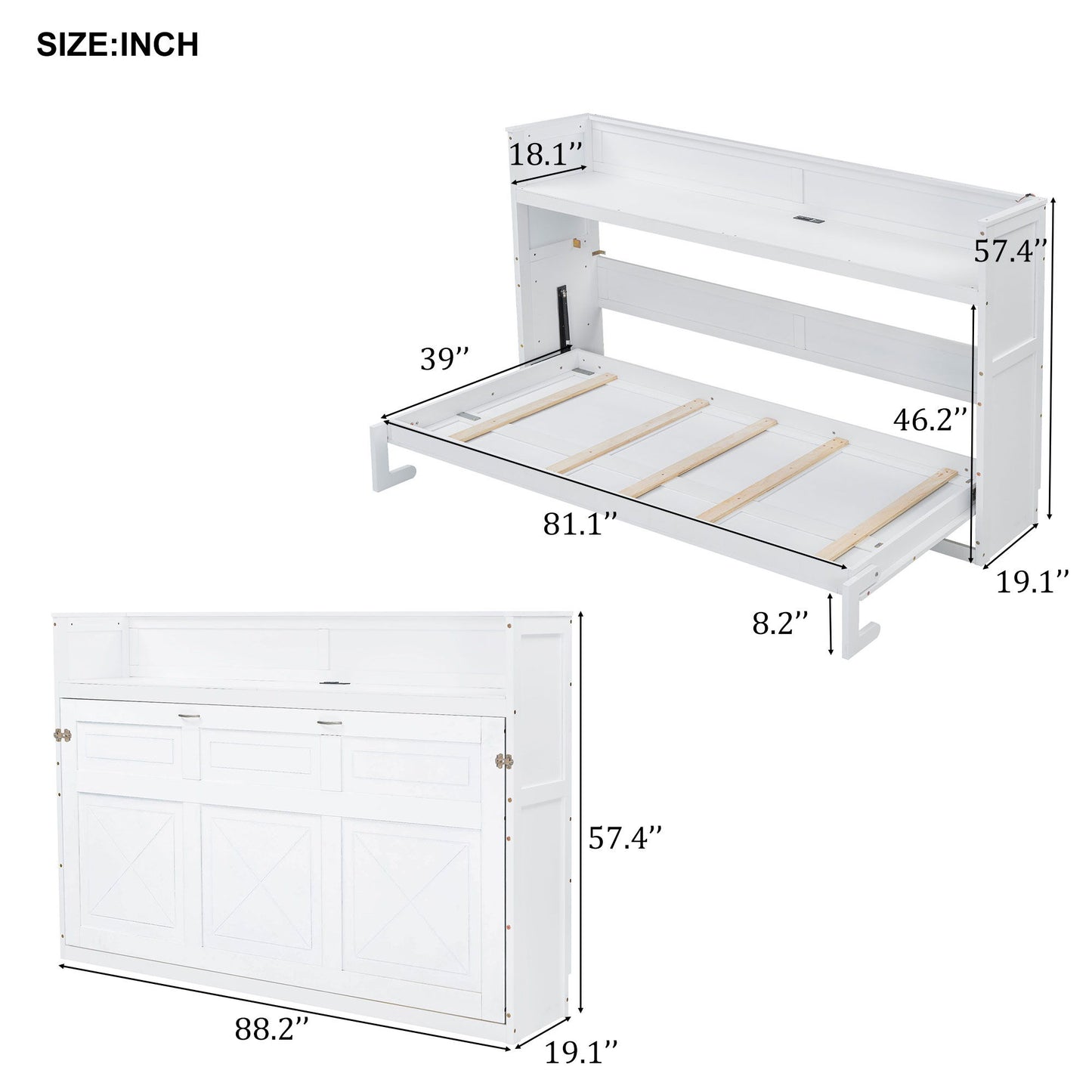 Murphy Bed With Desk, LED Light And USB Charging Station - The Sleep Loft - Online Mattress Showroom NYC