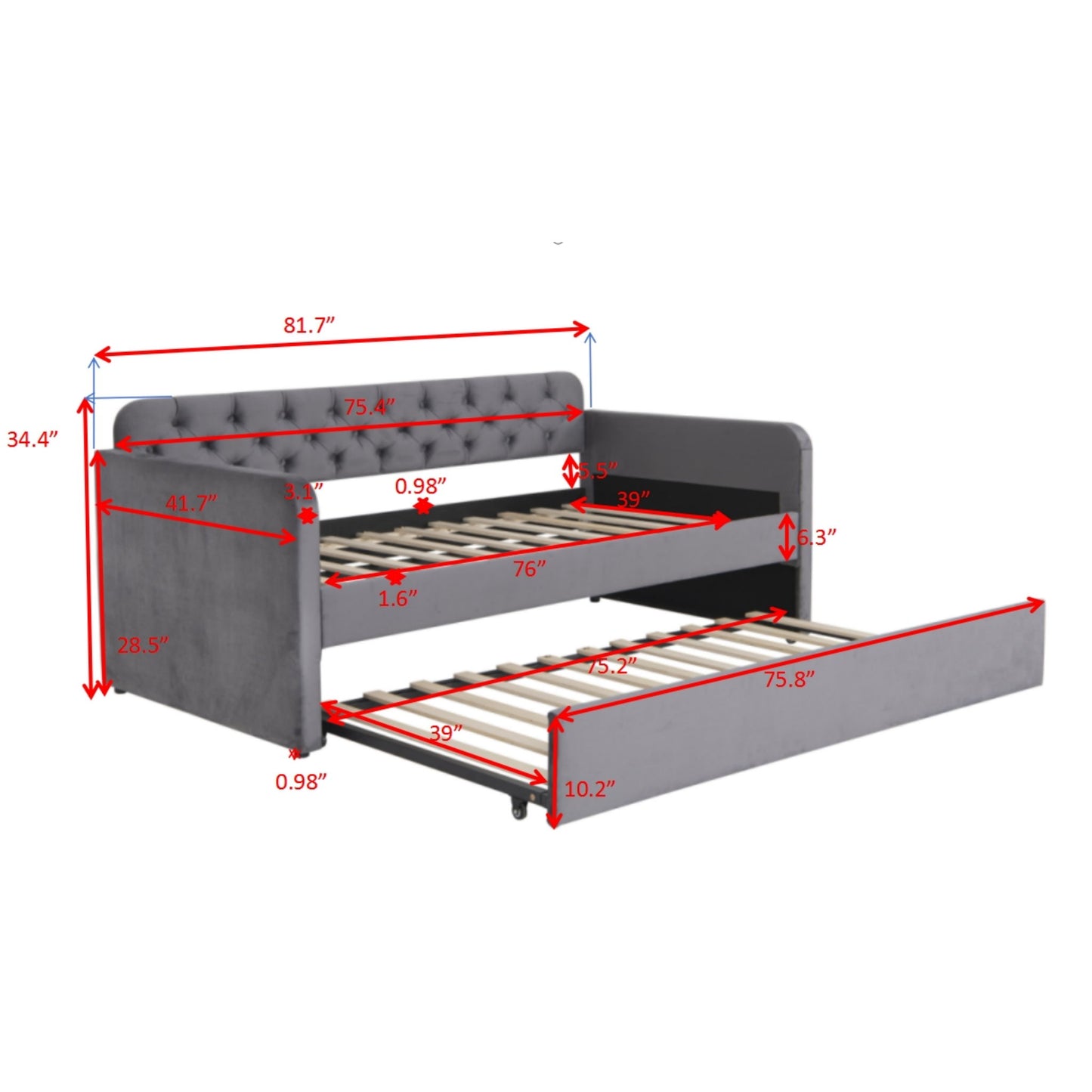 Upholstered Daybed With Trundle And USB Charging Design - The Sleep Loft - Online Mattress Showroom NYC