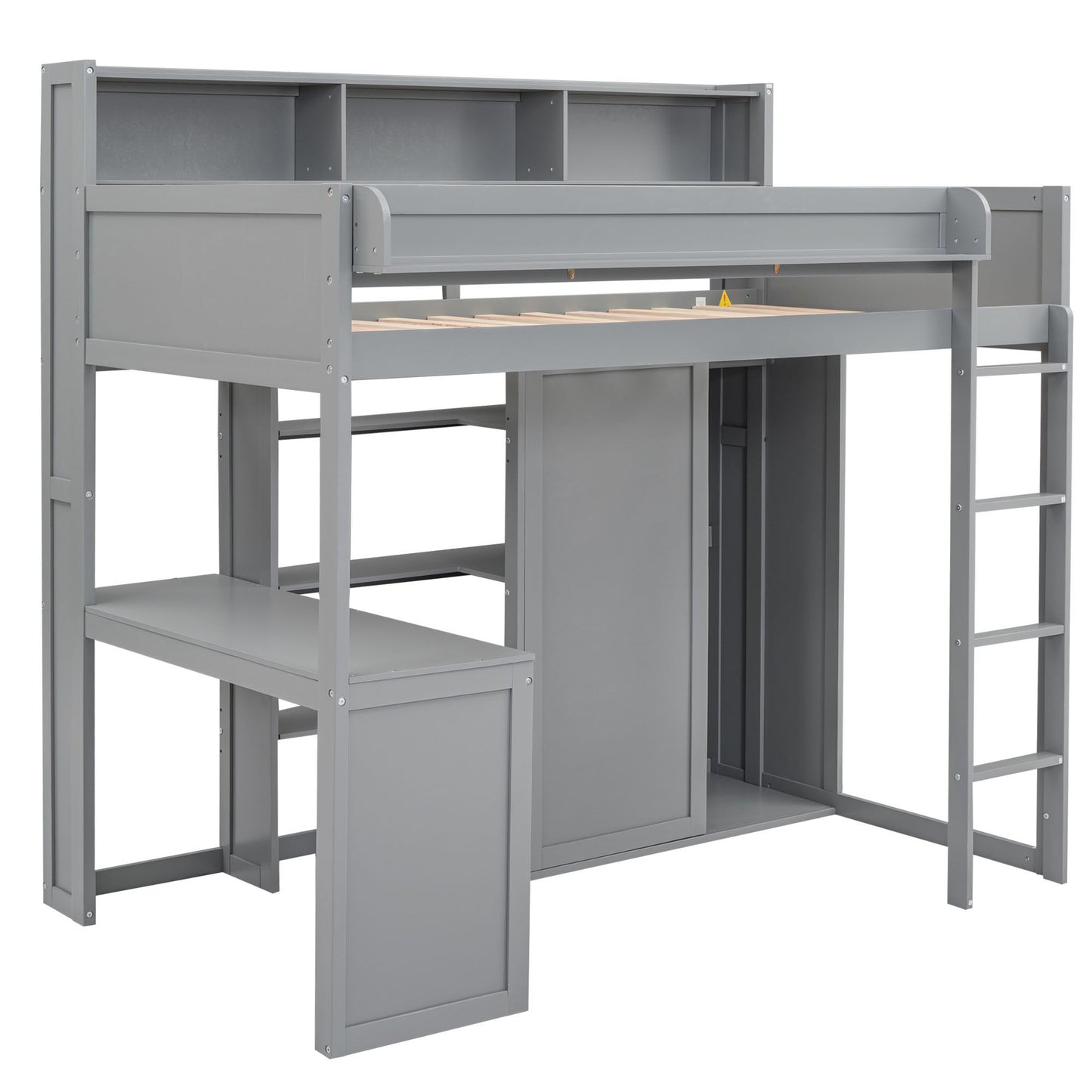 Loft Bed With Built In Desk, Storage Shelves, And Wardrobe - The Sleep Loft - Online Mattress Showroom NYC