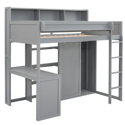 Loft Bed With Built In Desk, Storage Shelves, And Wardrobe - The Sleep Loft - Online Mattress Showroom NYC