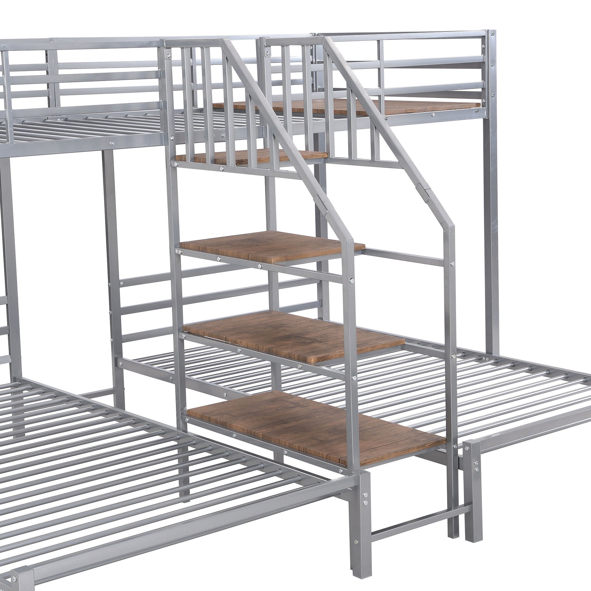 Metal Bunk Bed With Storage Shelves Staircase - The Sleep Loft - Online Mattress Showroom NYC