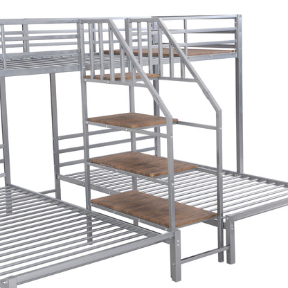 Metal Bunk Bed With Storage Shelves Staircase - The Sleep Loft - Online Mattress Showroom NYC