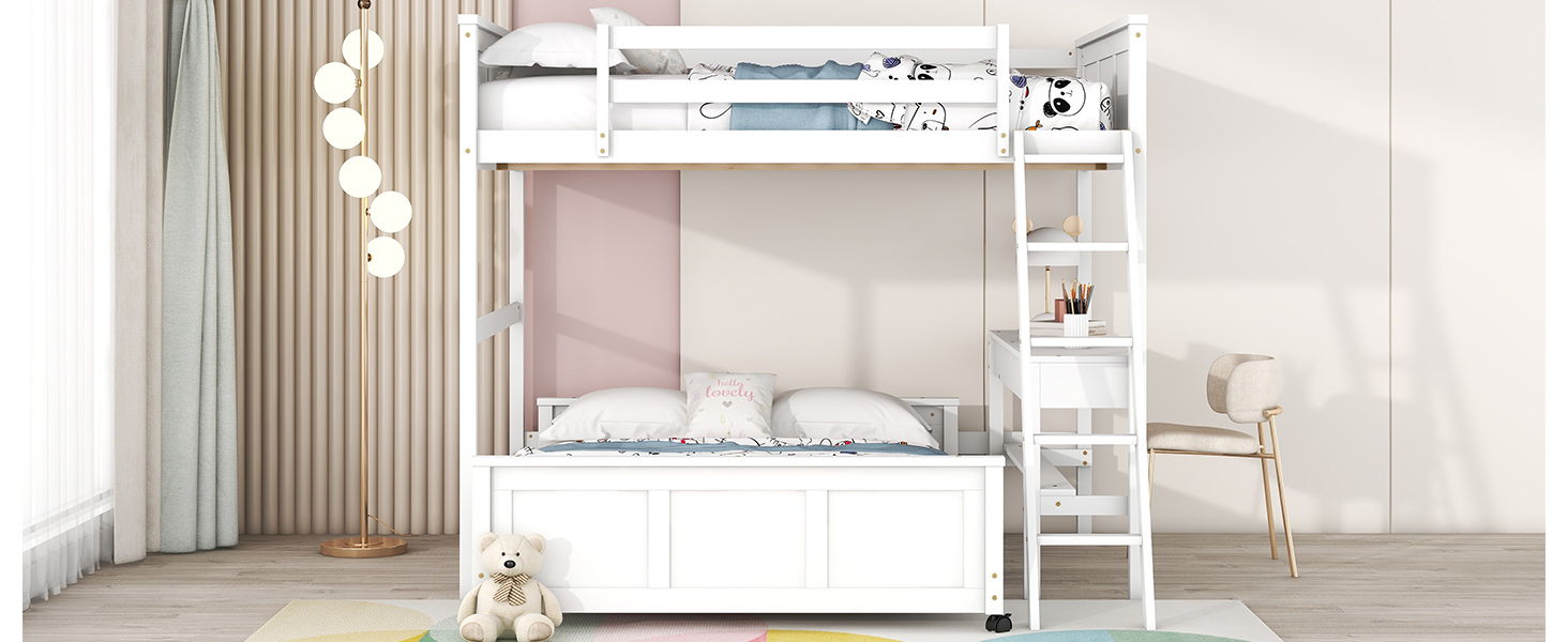 Full Over Full Bunk Bed With Desk - The Sleep Loft - Online Mattress Showroom NYC