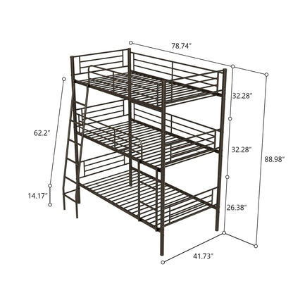 Twin Size Metal Triple Bunk Bed For Bedroom And Dormitory, Convertible Into 3 Separate Beds - Black - The Sleep Loft - Online Mattress Showroom NYC
