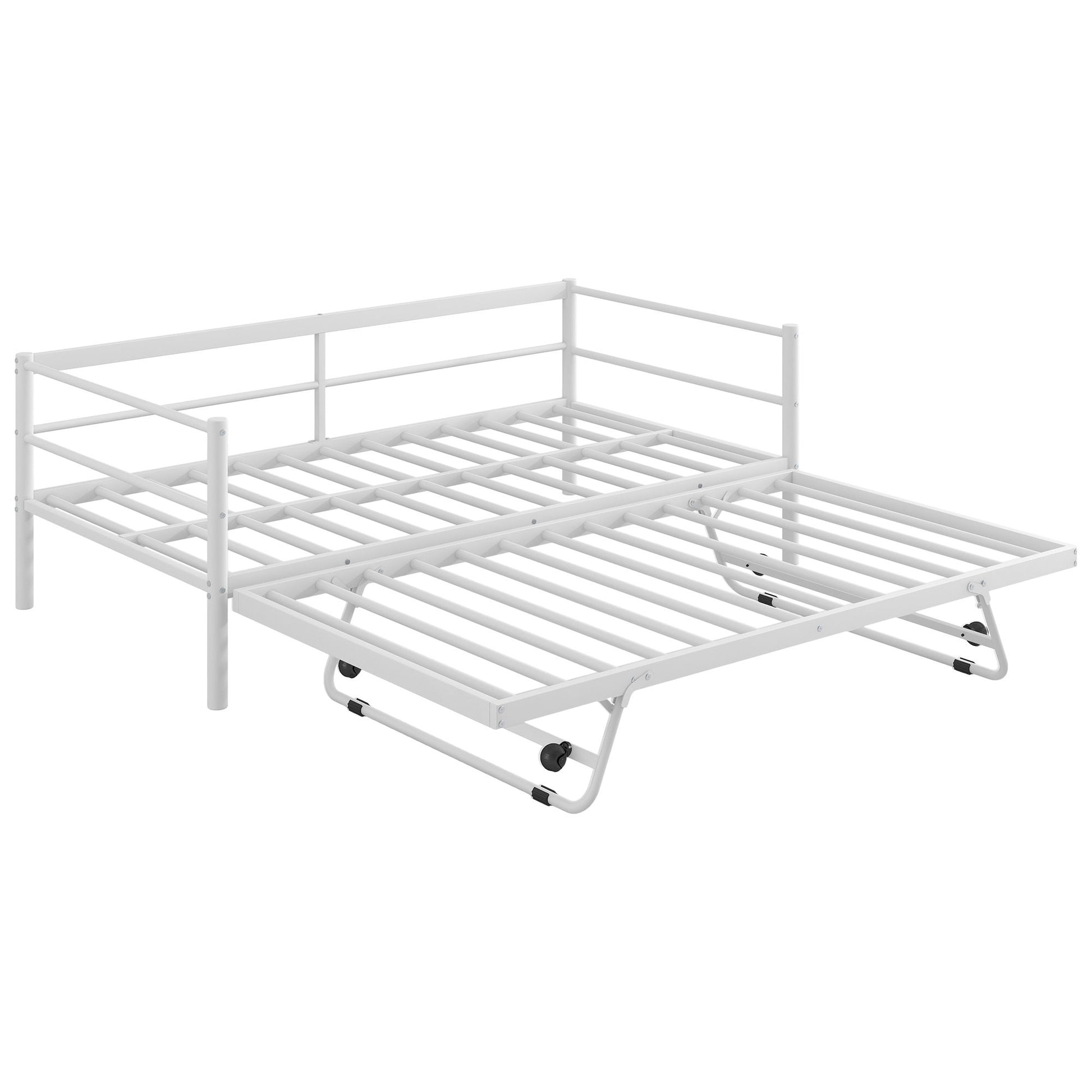 Industrial Metal Daybed With Adjustable Pop Up Trundle And LED Strip - The Sleep Loft - Online Mattress Showroom NYC