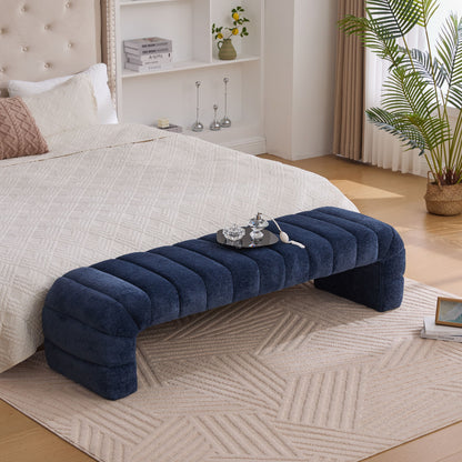 Modern Upholstered Armless Bed Bench With Channel Tufted Design - The Sleep Loft - Online Mattress Showroom NYC