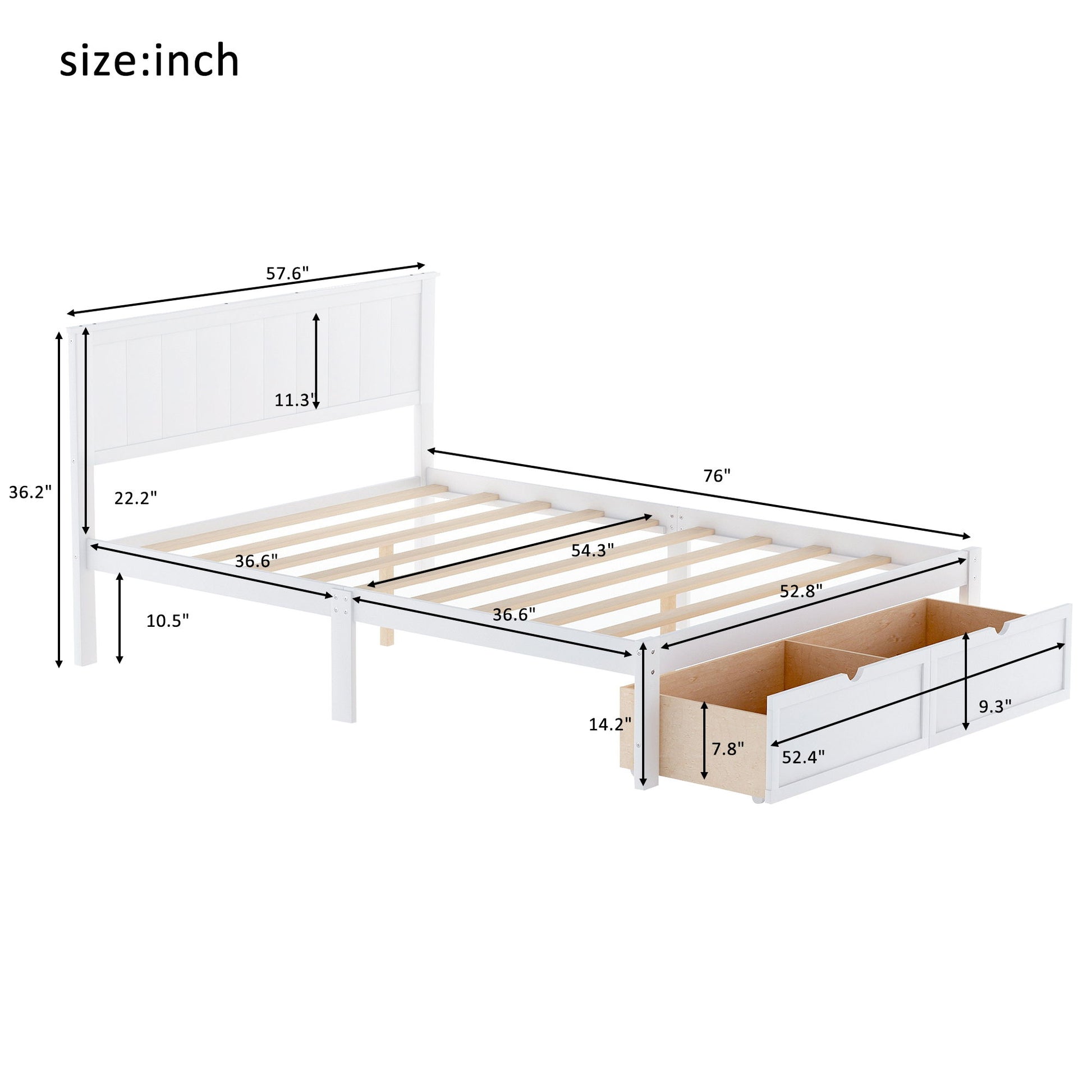 Full Size Platform Bed With Under Bed Drawers - White - The Sleep Loft - Online Mattress Showroom NYC