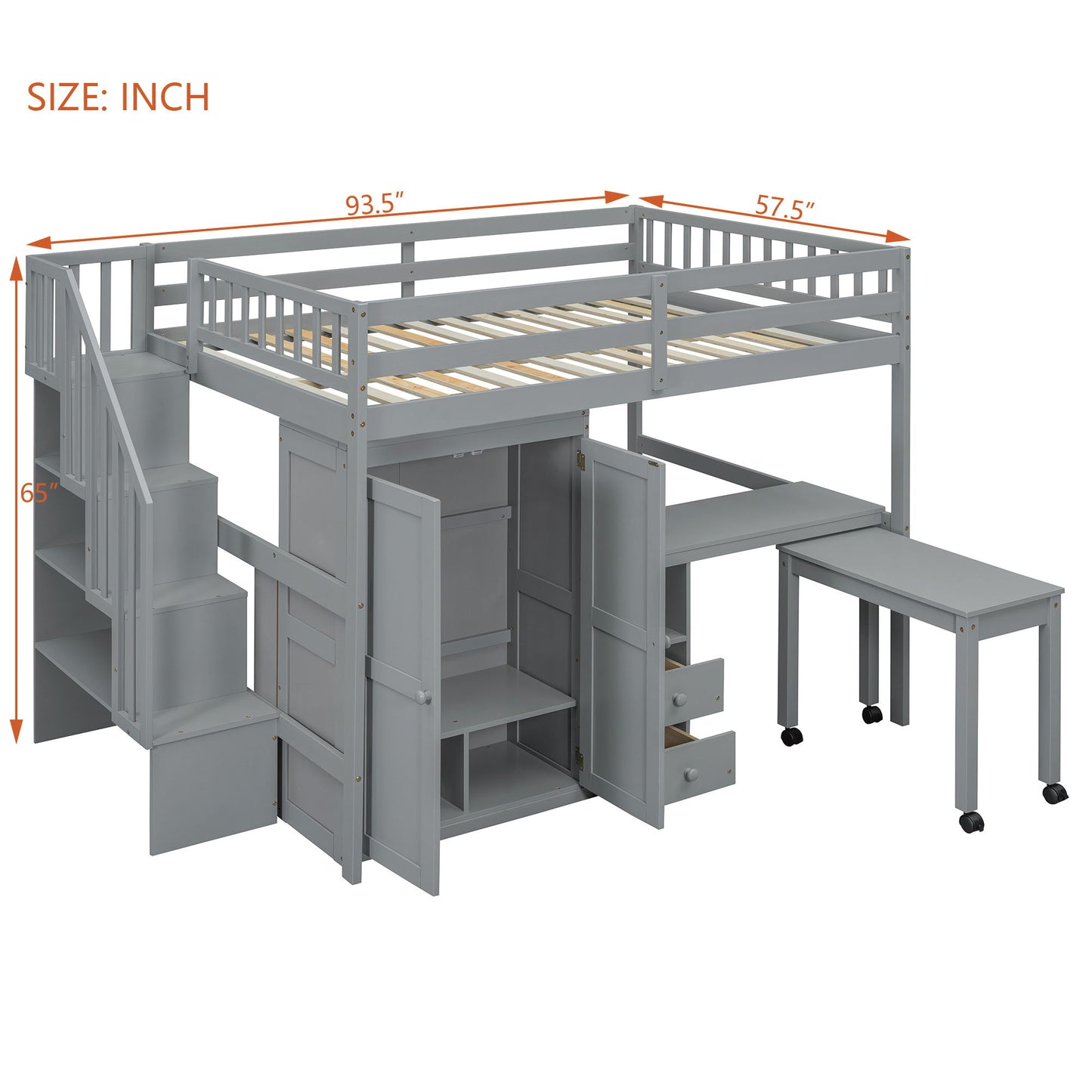 Loft Bed With Stairs, Bookshelf, Drawers, Desk & Wardrobe, Space Saving Multifunctional Furniture - The Sleep Loft - Online Mattress Showroom NYC