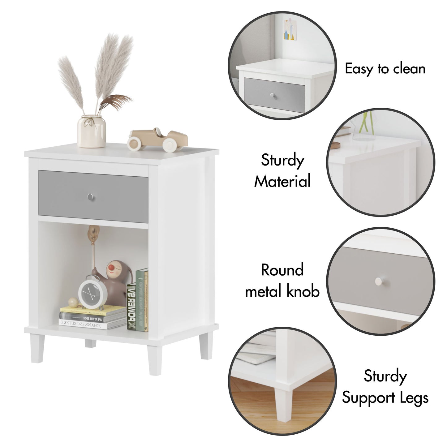 Nightstand With 1 Drawer 1 Shelf - The Sleep Loft - Online Mattress Showroom NYC