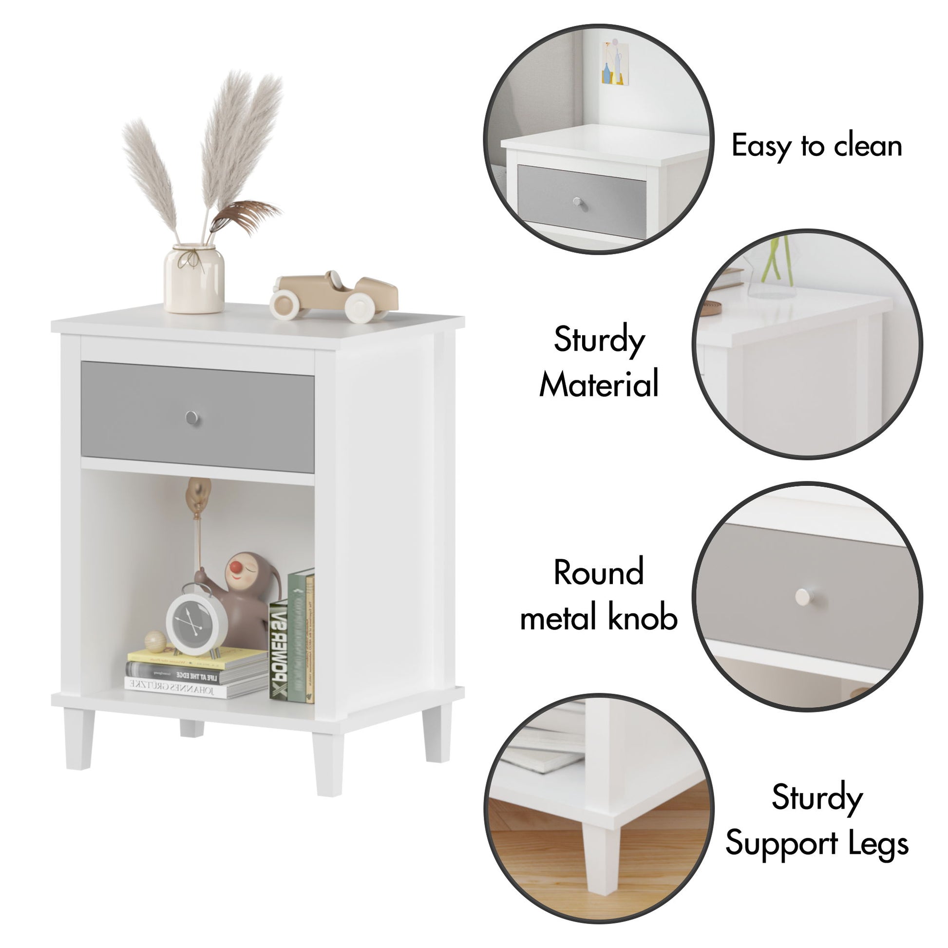 Nightstand With 1 Drawer 1 Shelf - The Sleep Loft - Online Mattress Showroom NYC