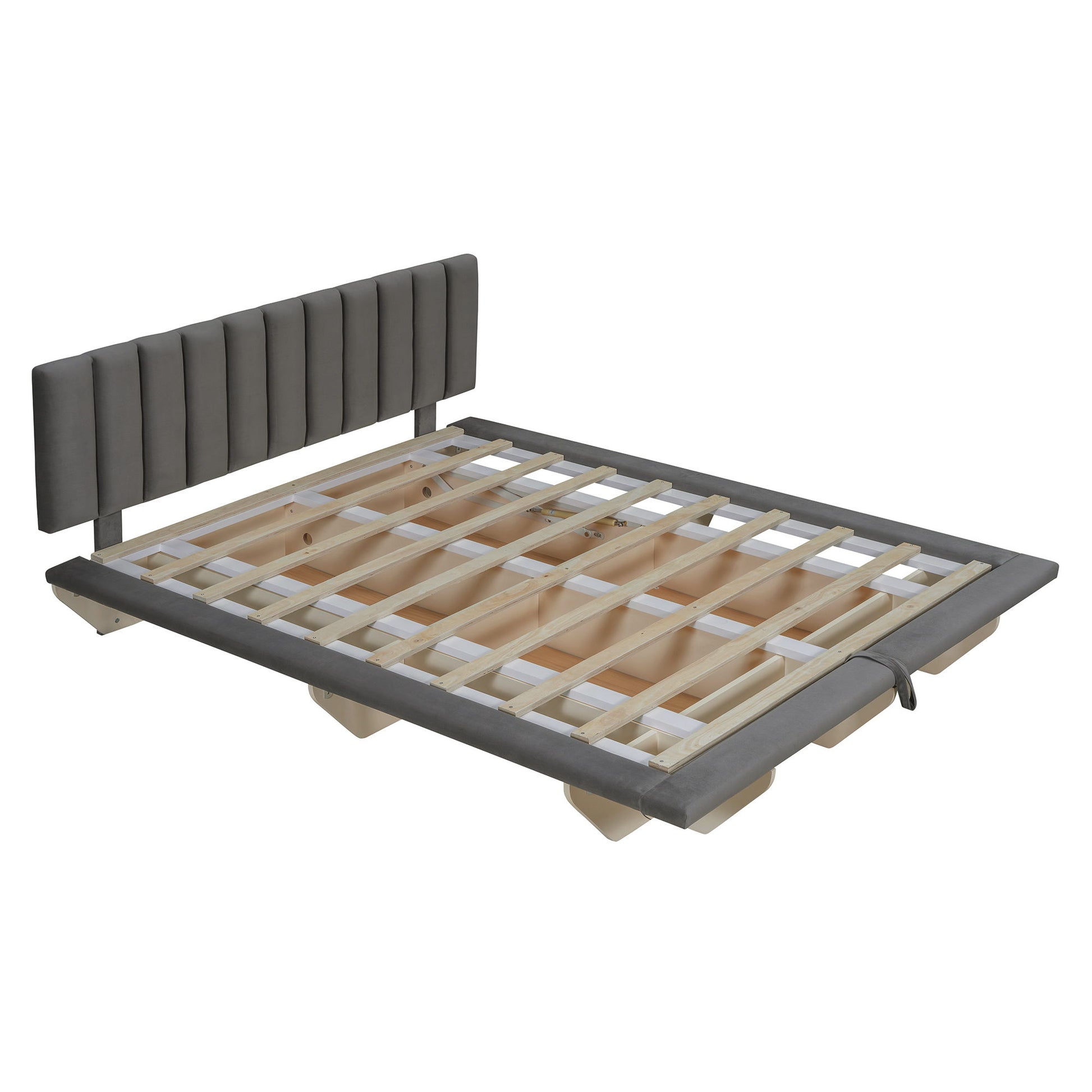 Upholstered Floating Hydrualic Platform Bed With LED Light And USB Port - The Sleep Loft - Online Mattress Showroom NYC