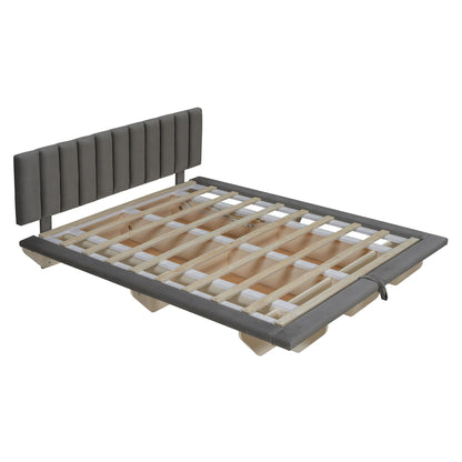 Upholstered Floating Hydrualic Platform Bed With LED Light And USB Port - The Sleep Loft - Online Mattress Showroom NYC