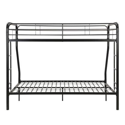 Modern Twin Over Full Metal Bunk Bed With Trundle And Dual Side Ladder And Metal Design - Black / Brown - The Sleep Loft - Online Mattress Showroom NYC
