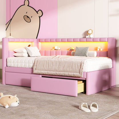 Upholstered Platform Bed With USB Ports And LED Belt - The Sleep Loft - Online Mattress Showroom NYC