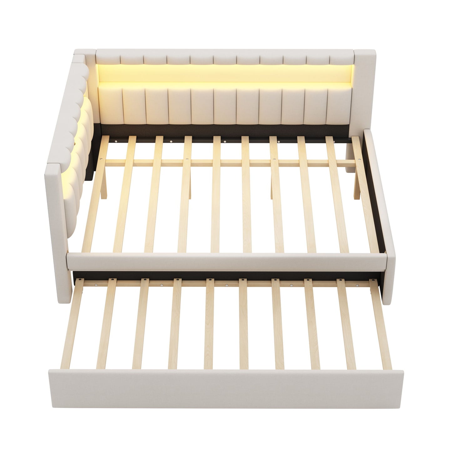 Upholstered Platform Bed With USB Ports And LED Belt - The Sleep Loft - Online Mattress Showroom NYC