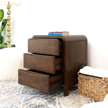 Lionel - Nightstand 3 Drawer Bed Side Table - Brown - The Sleep Loft - Online Mattress Showroom NYC