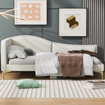 Upholstered Daybed With Headboard And Armrest, Support Legs - The Sleep Loft - Online Mattress Showroom NYC