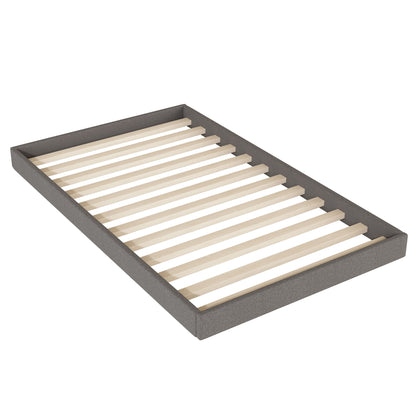 Upholstered Platform Bed With Trundle And 2 Sets Of USB Ports On Each Side, Linen Fabric - The Sleep Loft - Online Mattress Showroom NYC