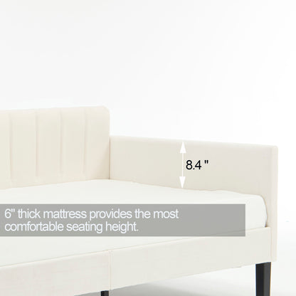 Elena - Boucle Upholstered Daybed, Ribbed Tufted Backrest - The Sleep Loft - Online Mattress Showroom NYC