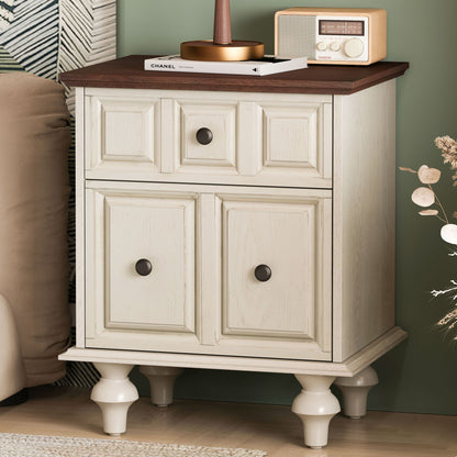 Vintage Nightstand With 2 Drawers And Roman Column Legs - The Sleep Loft - Online Mattress Showroom NYC