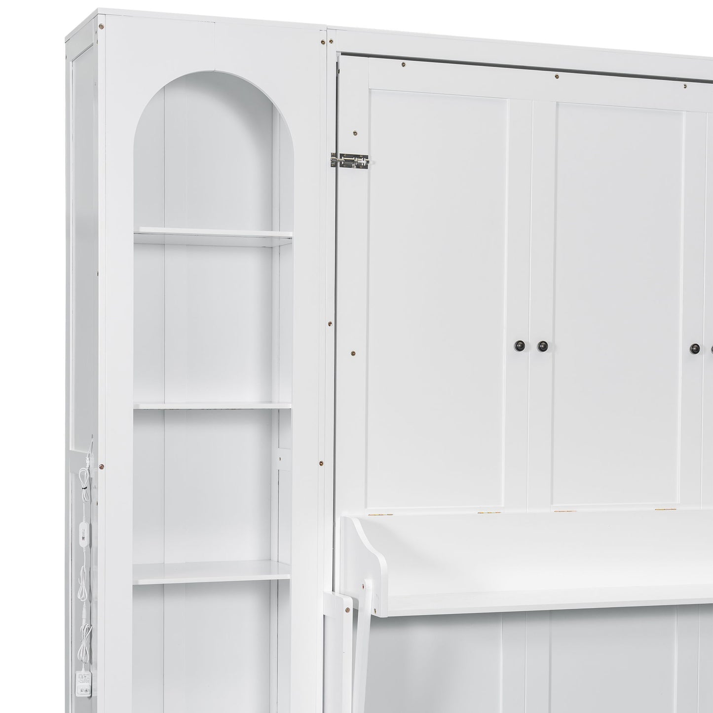 French Style Murphy Platform Bed With Shelf, Side Cabinets, Drawers And LED - The Sleep Loft - Online Mattress Showroom NYC