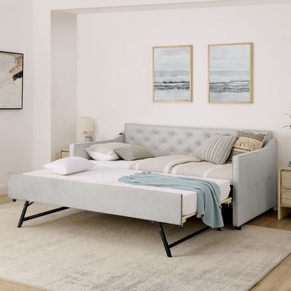 Daybed With Pop Up Trundle And USB Charging Armrest - The Sleep Loft - Online Mattress Showroom NYC