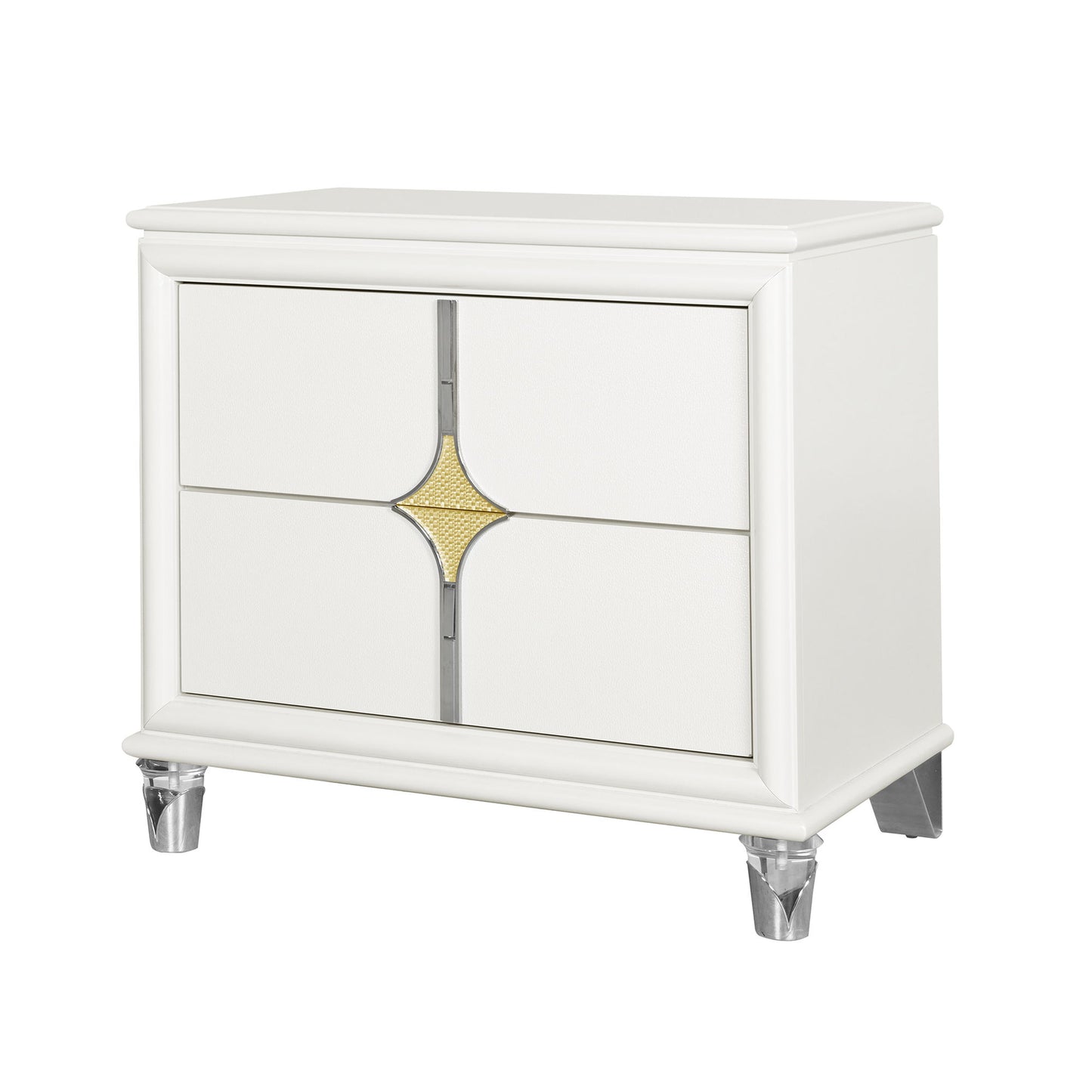 Uriuni - Nightstand - Gold / White - The Sleep Loft - Online Mattress Showroom NYC