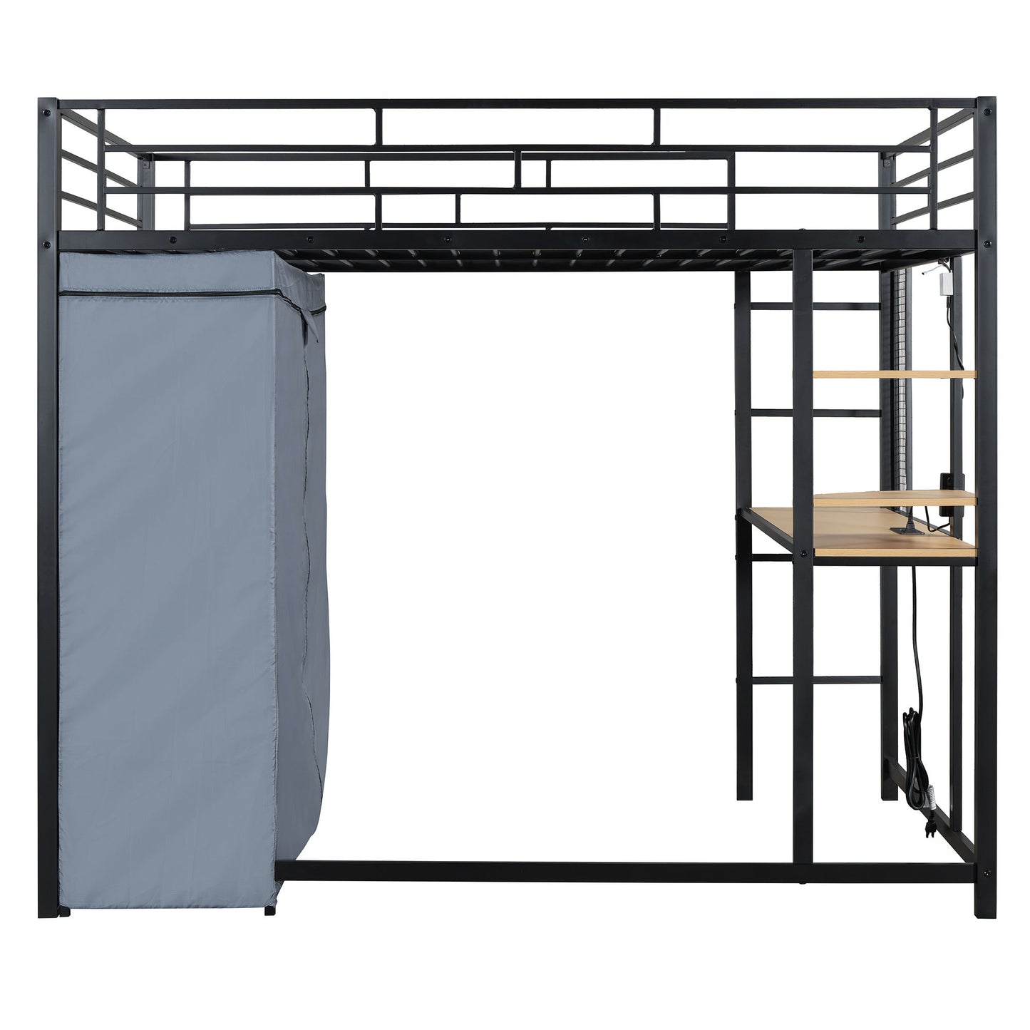 Loft Bed With Desk, Shelves, Power Outlet, LED Light And Wardrobe - The Sleep Loft - Online Mattress Showroom NYC