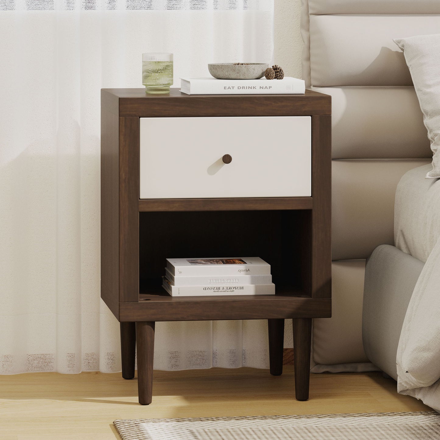 Nystrom - Single Drawer Nightstand - The Sleep Loft - Online Mattress Showroom NYC
