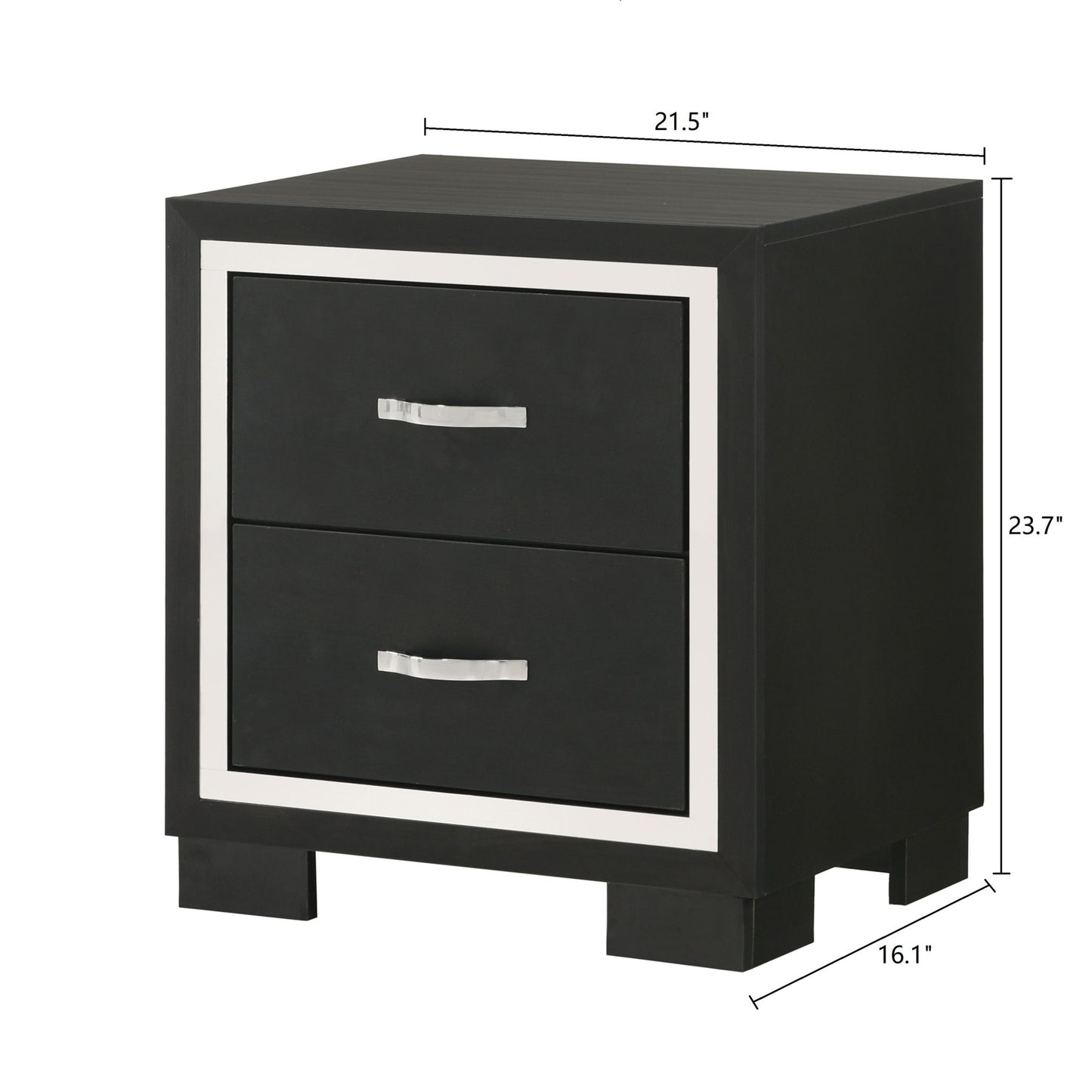 2 Drawer Bedroom Nightstand With Handles - Black - The Sleep Loft - Online Mattress Showroom NYC